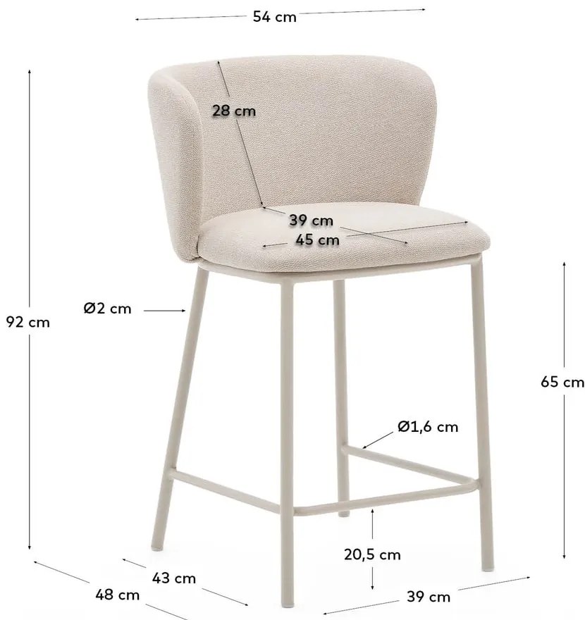 Bézs bárszék (ülésmagasság 65 cm) Ciselia – Kave Home