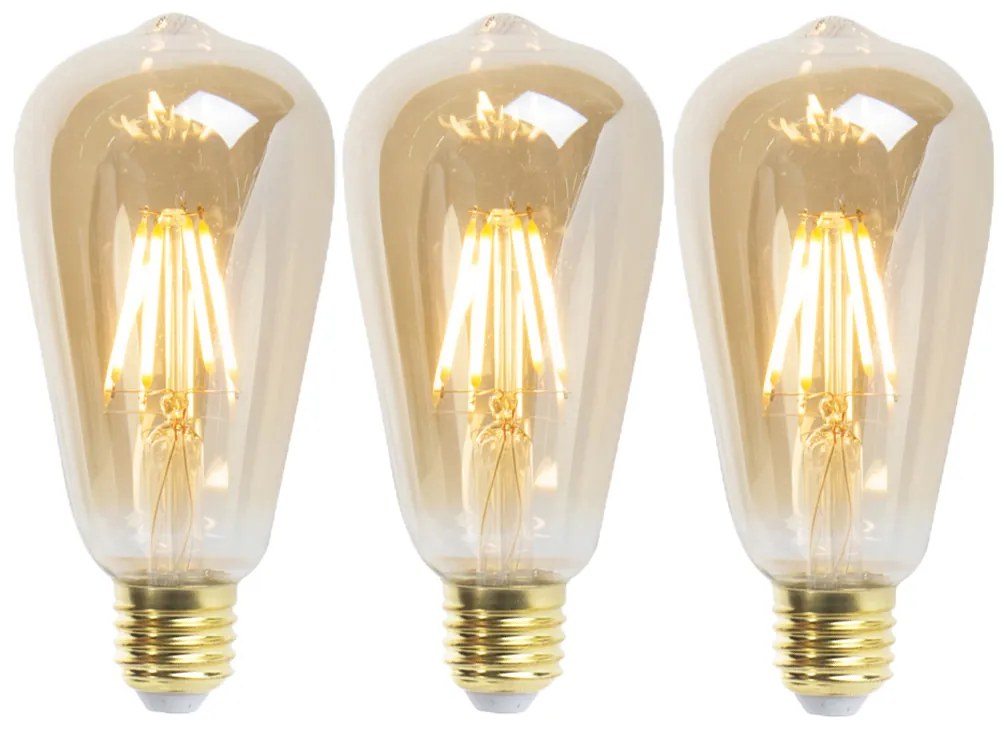 3 db-os készlet E27 szabályozható LED izzók ST64 Goldline 5W 380lm 2200K