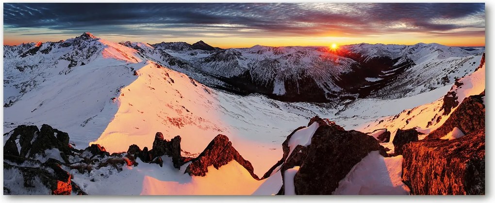 Foto Lacobel Üvegpanel Konyha Hegyek Télen XXL