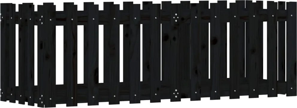 vidaXL fekete tömör fenyőfa kerti magaságyás kerítéssel 150x50x50 cm
