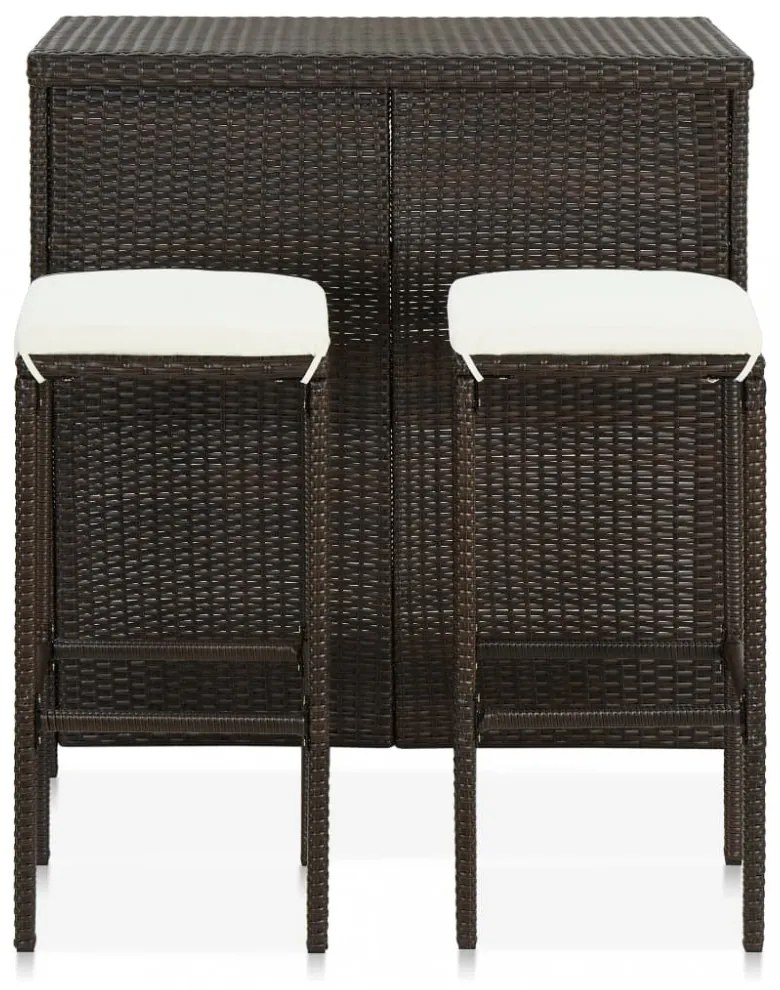 3 darabos barna polyrattan bárszett