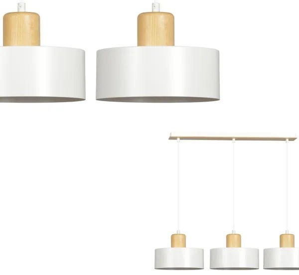 Csillár zsinóron TORIN 3xE27/15W/230V fehér