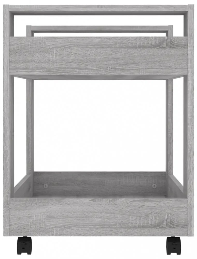 szürke sonoma szerelt fa asztal-kocsi 60 x 45 x 60 cm