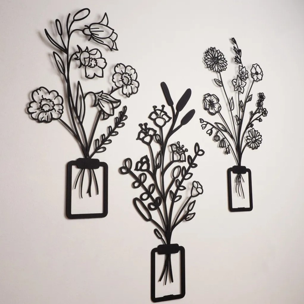 Flowers fém fali dekoráció, 23×50 cm