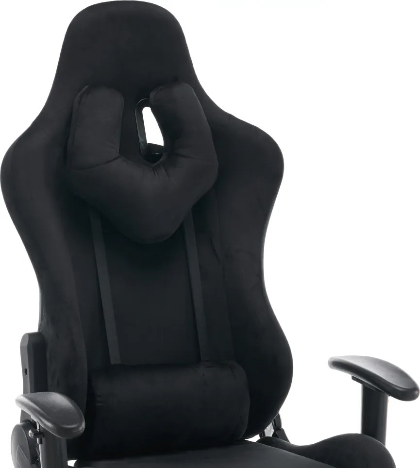 Irodai/gamer szék, fekete Velvet szövet, teherbírás 150 kg, SALOP