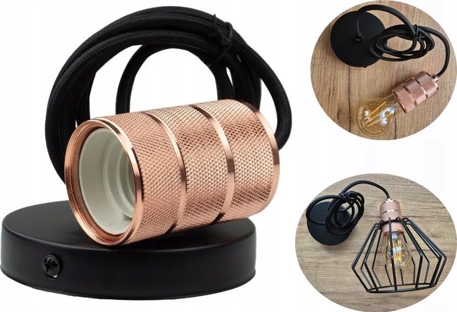 Mennyezeti Lámpa Függeszték Túlnyúlás Loft Fém alap E27 Led izzóhoz vagy Lámpabúrához