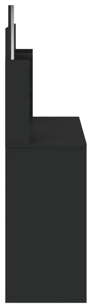 fekete fésülködőasztal tükörrel 96x39x142 cm