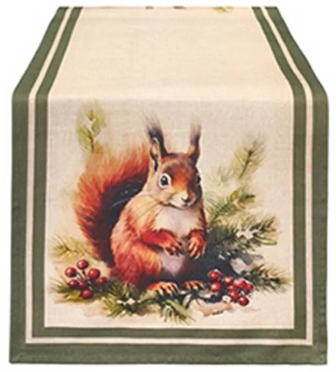 Mókus mintás pamut asztali futó 50x150 cm Bosco incantato