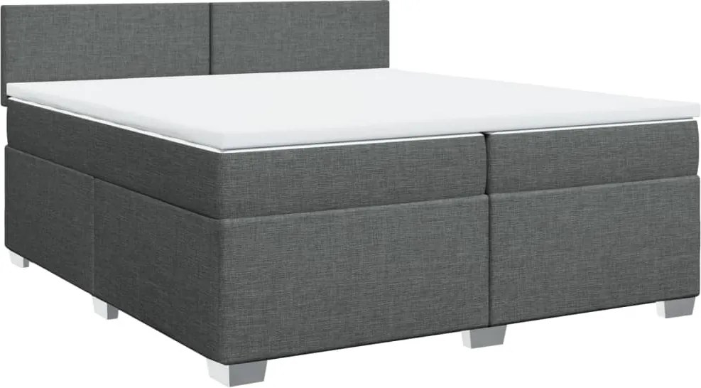 vidaXL sötétszürke szövet rugós ágy matraccal 200 x 200 cm