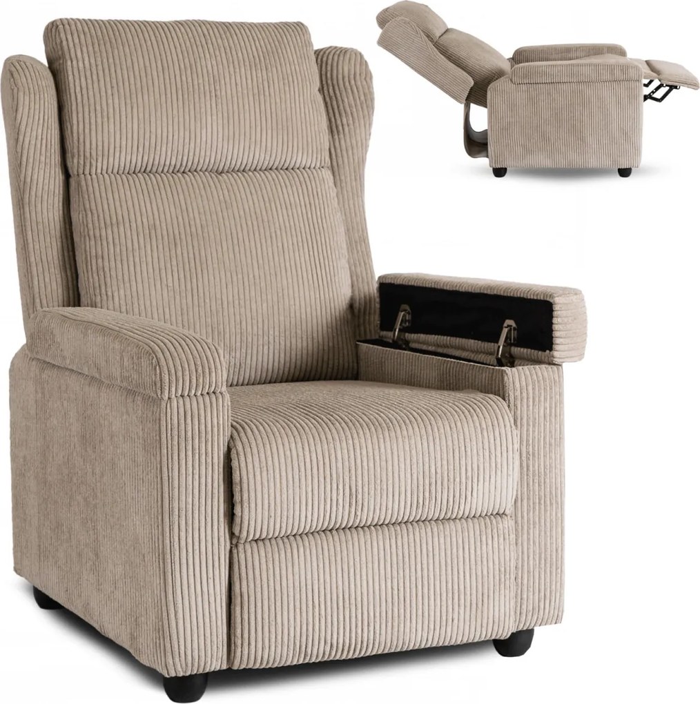 Dönthető fotel bézs kord kárpittal – SPENCER