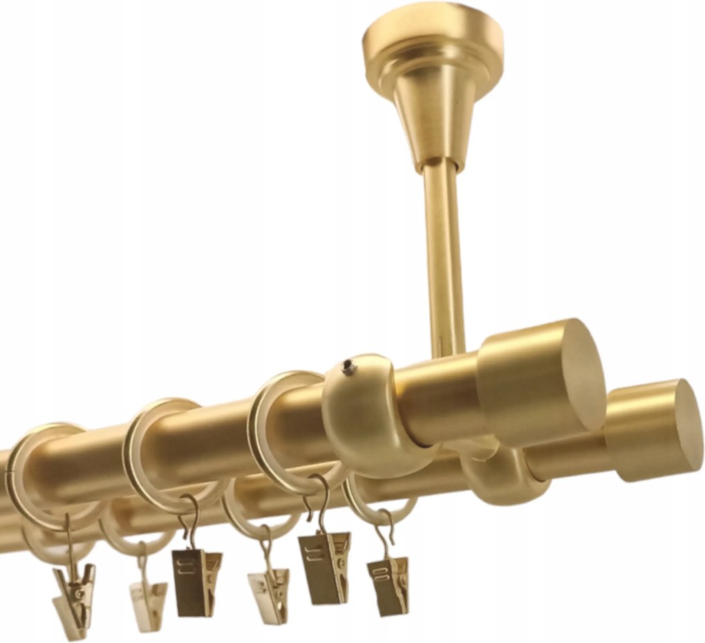 Fém Függönykarnis Mennyezeti 19+19mm MIX Végű Sárgaréz Matt 280cm galvanizált