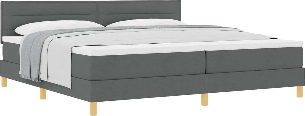 vidaXL Boxrugós ágy matracmal Sötétszürke 200 x 200 cm szövet