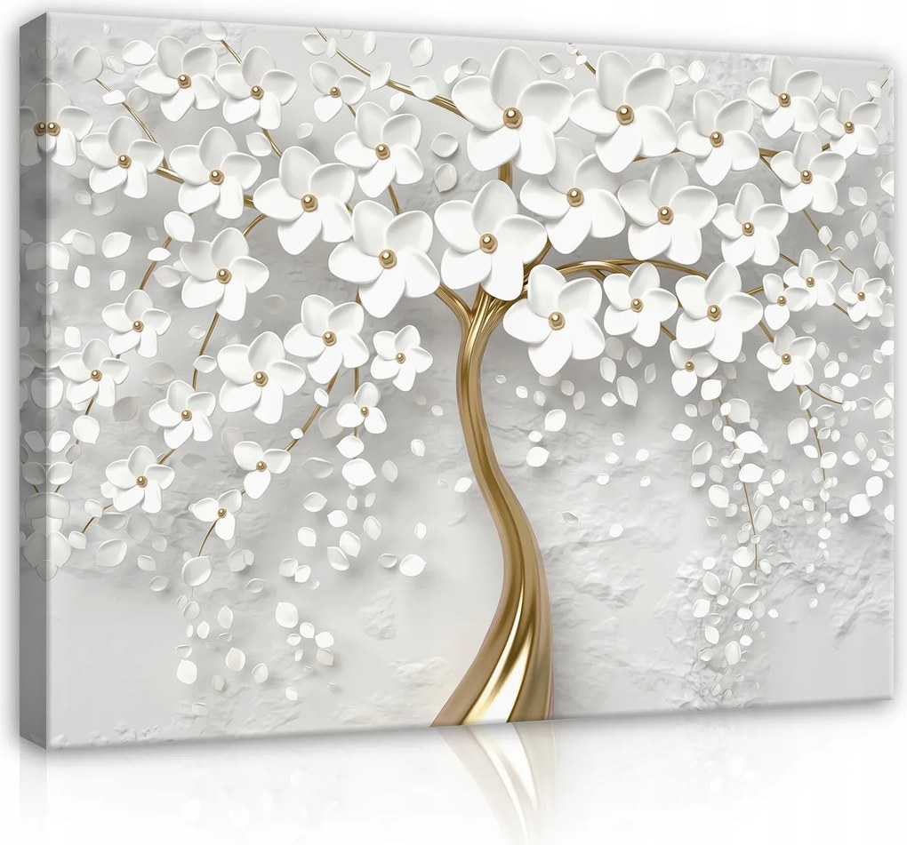 Vászonkép Absztrakt 3D Virágok Fa Nappali Hálószoba Nagy 100x70