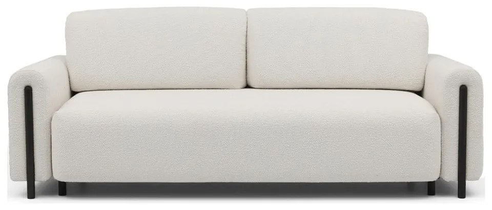 Elefántcsont színű buklé kinyitható-tárolóhelyes kanapé 244 cm Arcadova – ELTAP