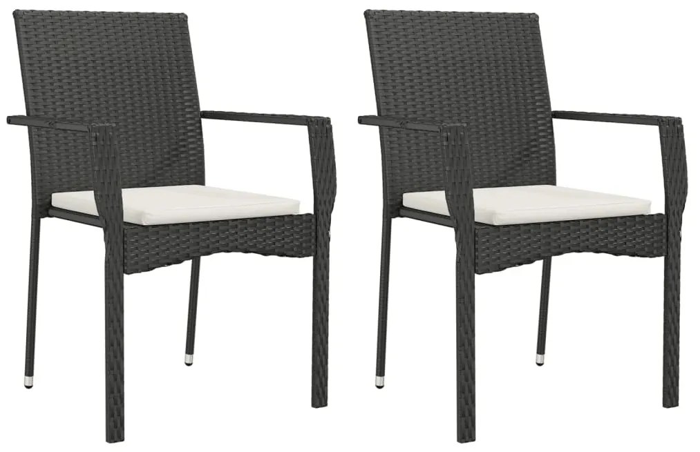 9 részes fekete polyrattan kerti étkezőgarnitúra párnákkal