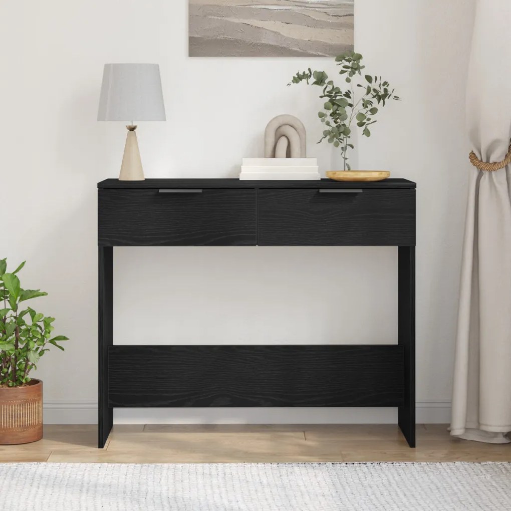 KonzolAsztal Fekete Tölgy 90x36x75 cm Mérnöki Fa