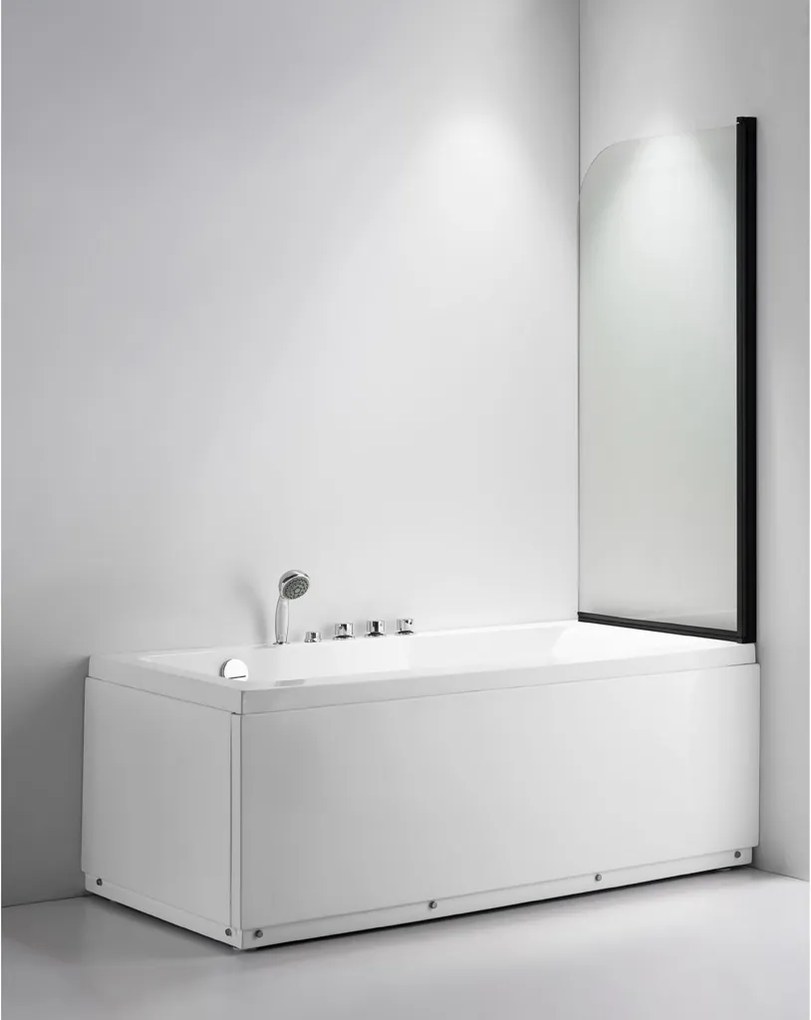 Stuxi Ravenna 75x140 cm 1 szárnyú kádparaván, 6 mm vízlepergető üveg, matt fekete