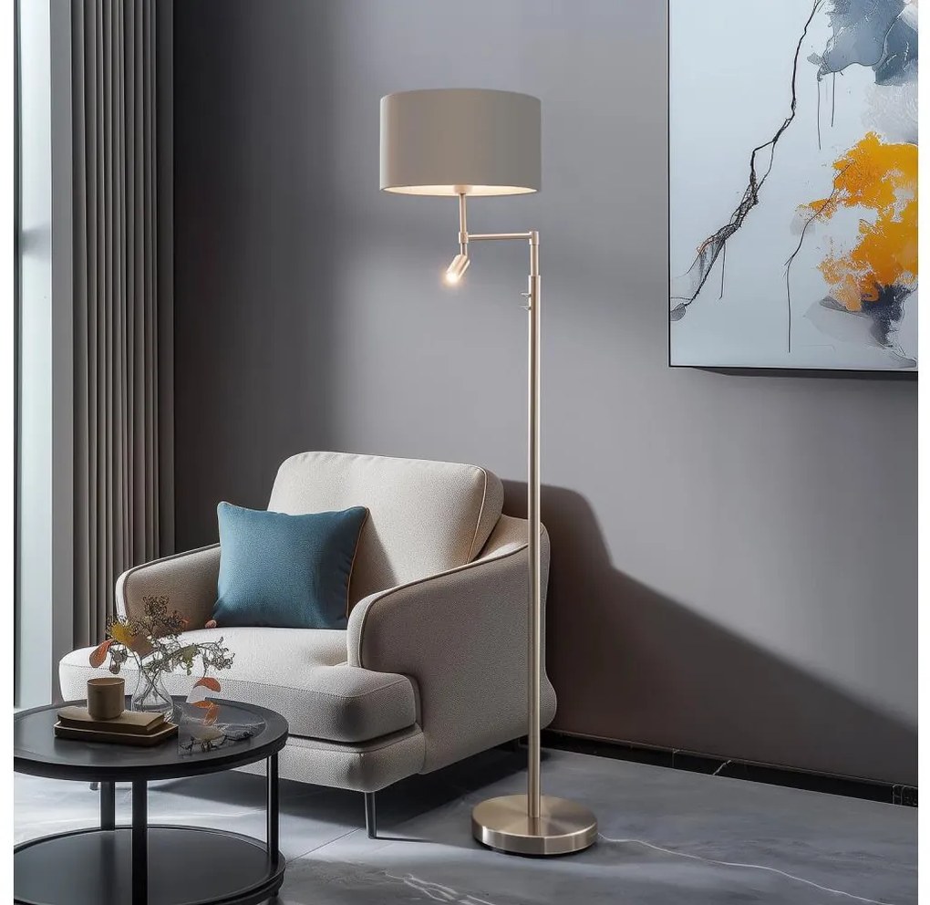 Eglo - LED Állólámpa TUNJA 1xE27/60W/230V + LED/2,1W átm. 38 cm króm/taupe