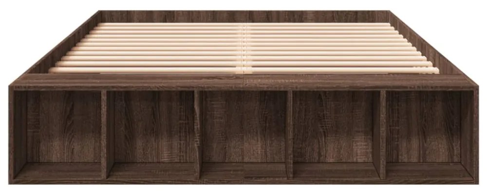 barna tölgyszínű szerelt fa ágykeret 150 x 200 cm