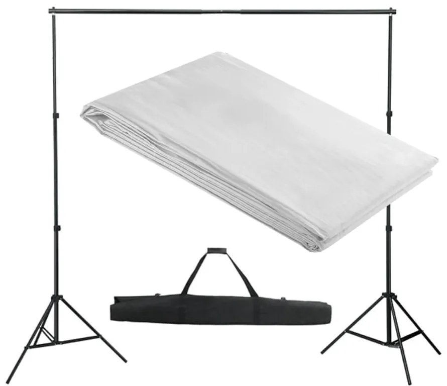 vidaXL fehér háttértartó állványrendszer 300 x 300 cm
