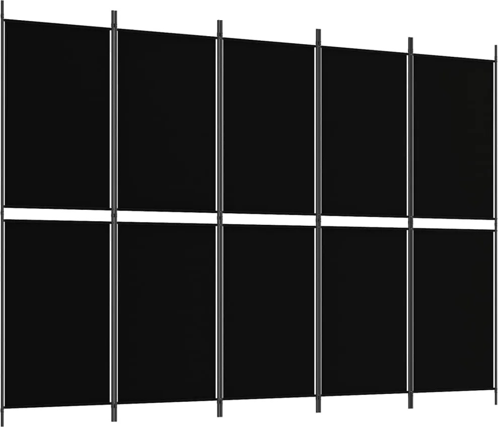 vidaXL 5 paneles fekete szövet térelválasztó 250x180 cm