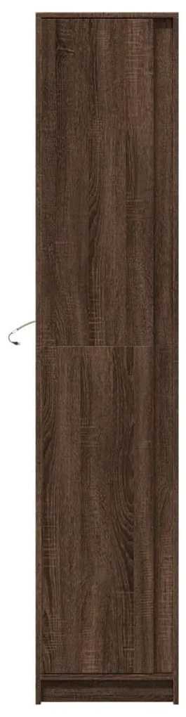 barna tölgy szerelt fa magasszekrény LED-ekkel 41,5x32,5x200 cm