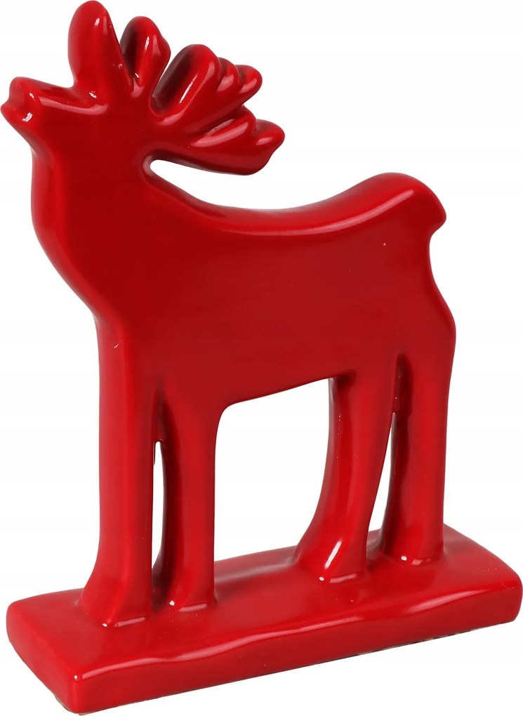 Kerámia rénszarvas piros figura dekoráció