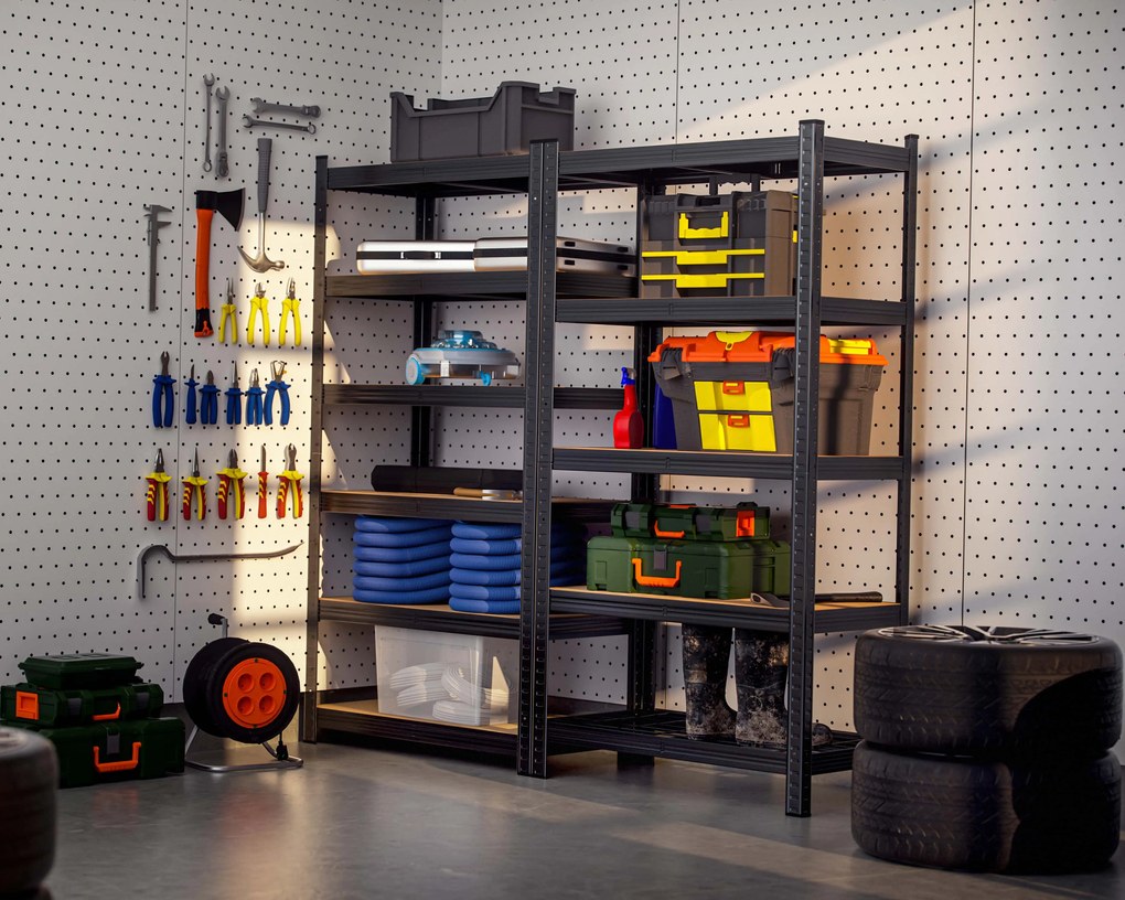 Deuba 6-polcos állvány - fekete