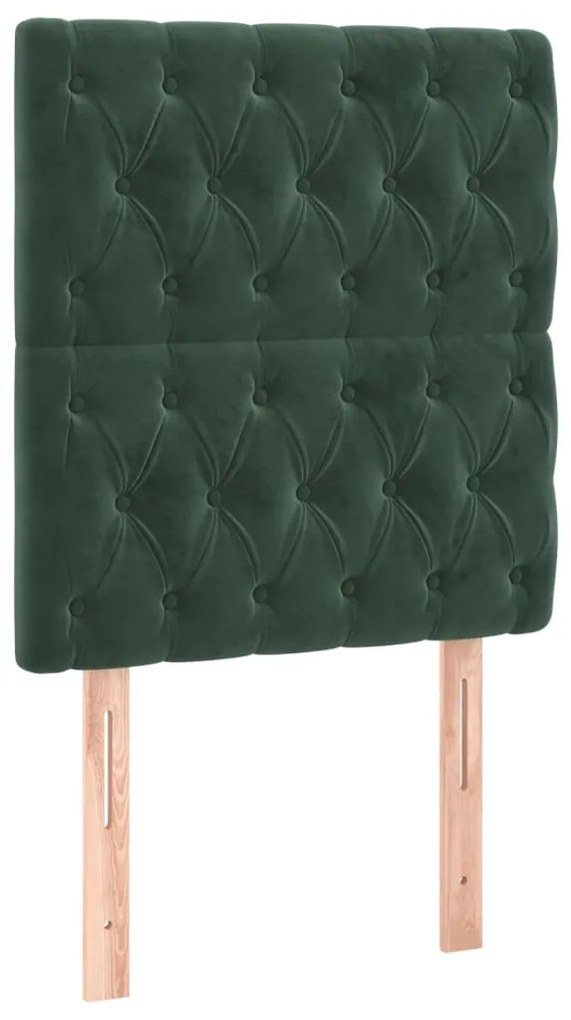sötétzöld bársony LED-es fejtámla 80x7x118/128 cm