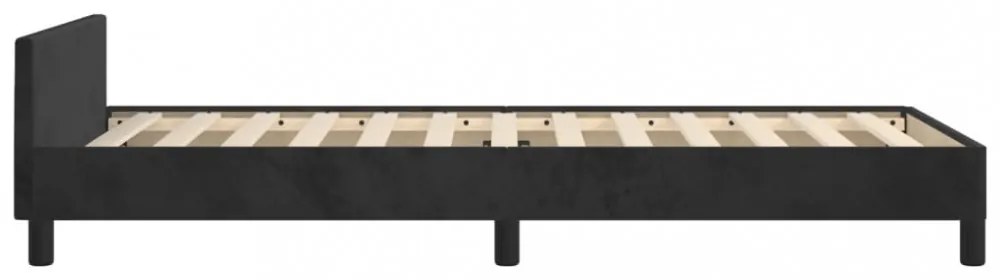 fekete bársony ágykeret fejtámlával matrac nélkül 90x200 cm