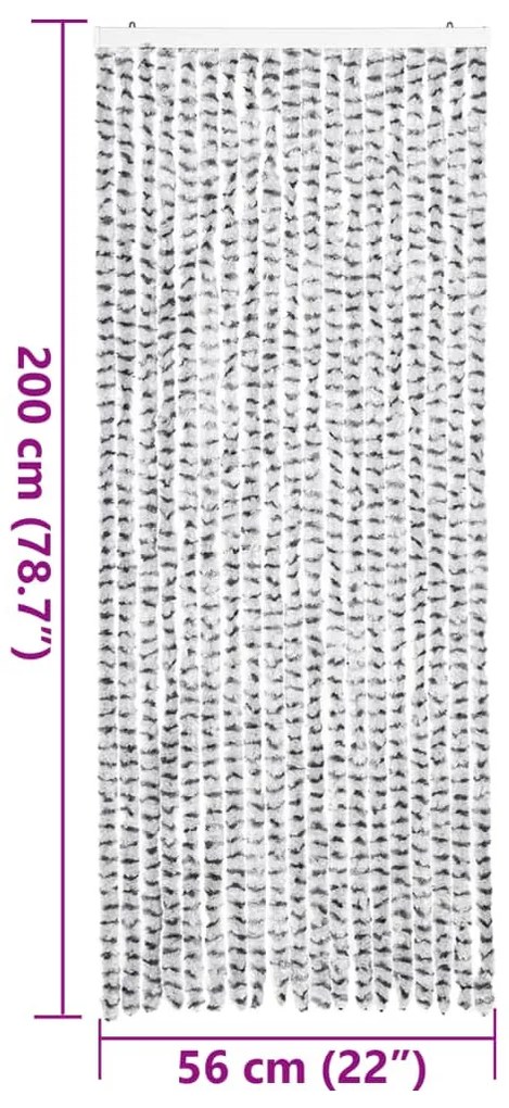 világosszürke és sötétszürke zsenília rovarfüggöny 56 x 200 cm