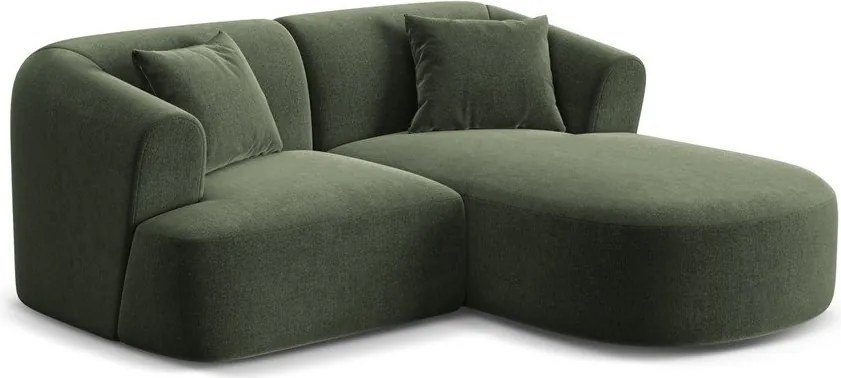 Zöld bársony sarokkanapé (jobb oldali-heverő résszel) Campi – Cosmopolitan Design