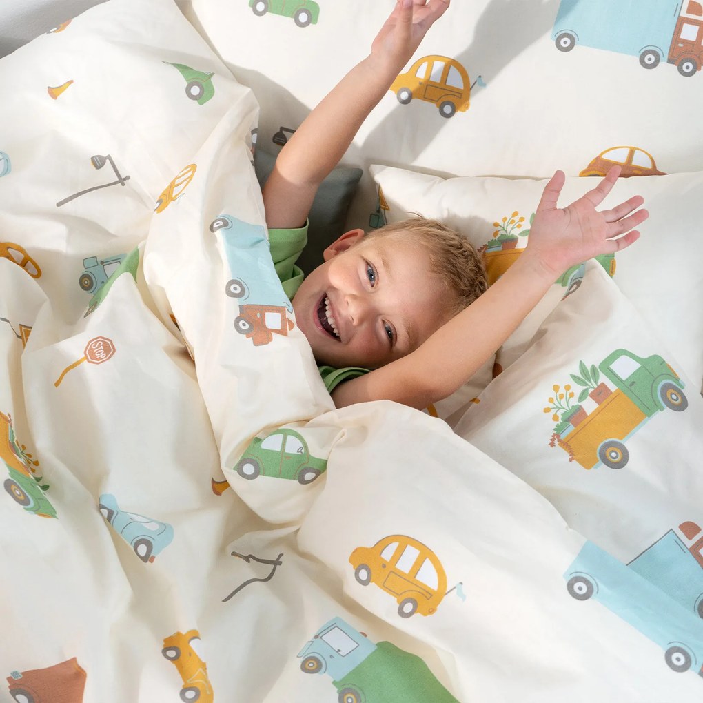 Goldea gyermek pamut ágyneműhuzat - az autók világa 140 x 200 és 70 x 90 cm