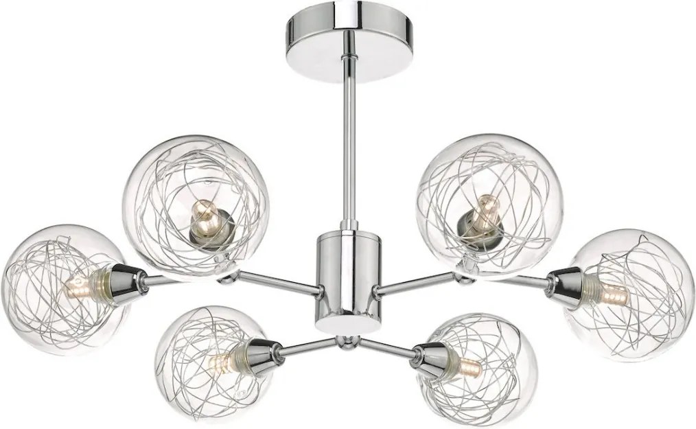 DAR LIGHTING TYK6450 TYKA Mennyezeti Csillár Csiszolt Króm, Átlátszó G9 IP20
