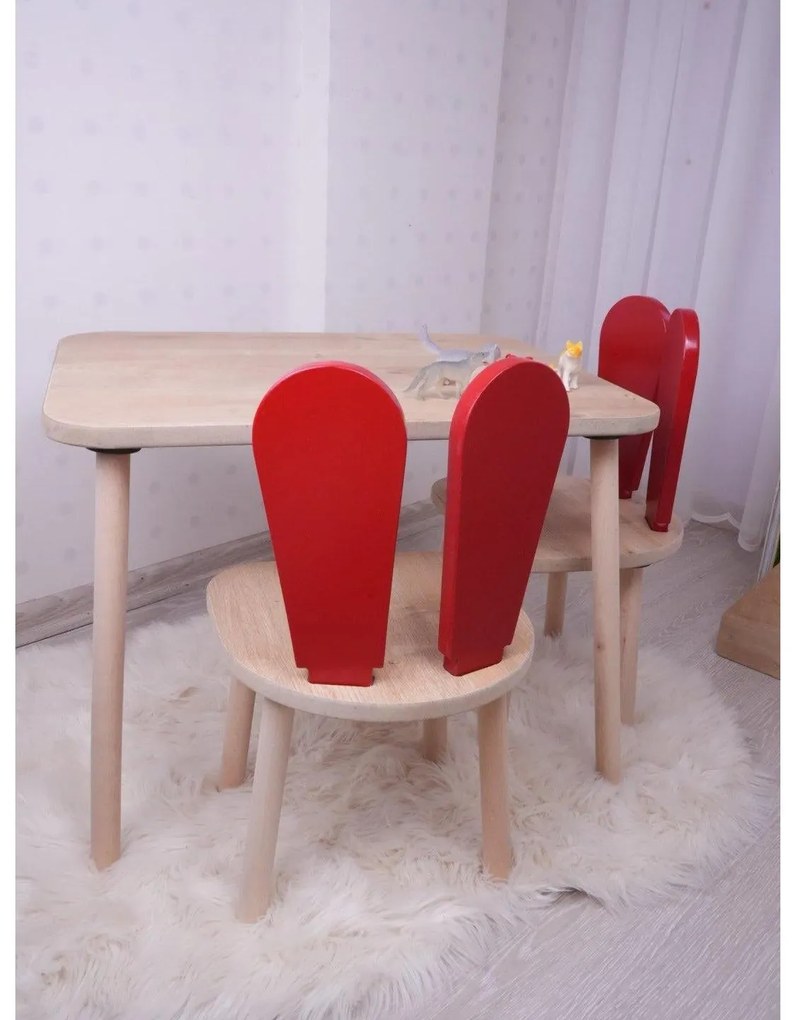 Gyerekasztal székekkel Bunny Two Chair Set - Red, Brown