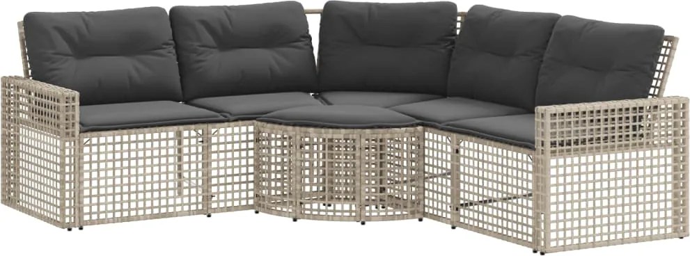 vidaXL L-alakú szürke polyrattan kerti kanapé párnákkal és lábtartóval