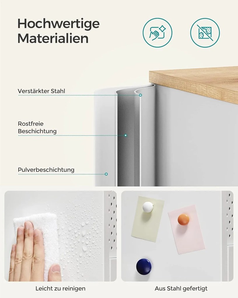 Kétajtós tárolószekrény, 80x76x40 cm, natúr bézs–fehér