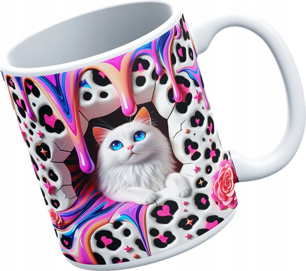 Macska Bögre Macskáknak Gyönyörű Színes Bögre "3D hatás" Ajándék