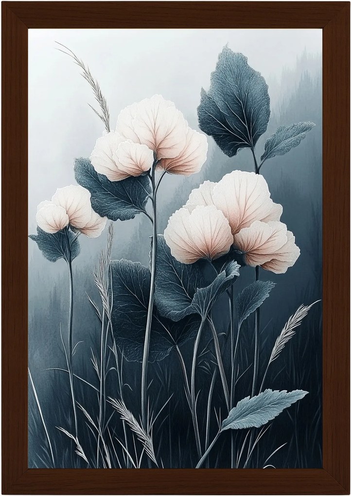 Poszter Keret Fa Természet Rét Virágok Növényzet Ombre 40x60