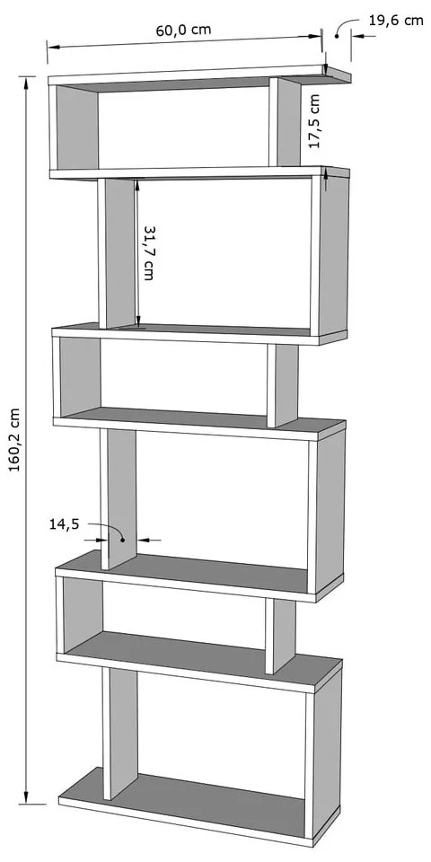 Fehér könyvespolc 60x160 cm Bates – Kalune Design