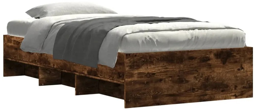füstös tölgy színű szerelt fa ágykeret matrac nélkül 90x200 cm