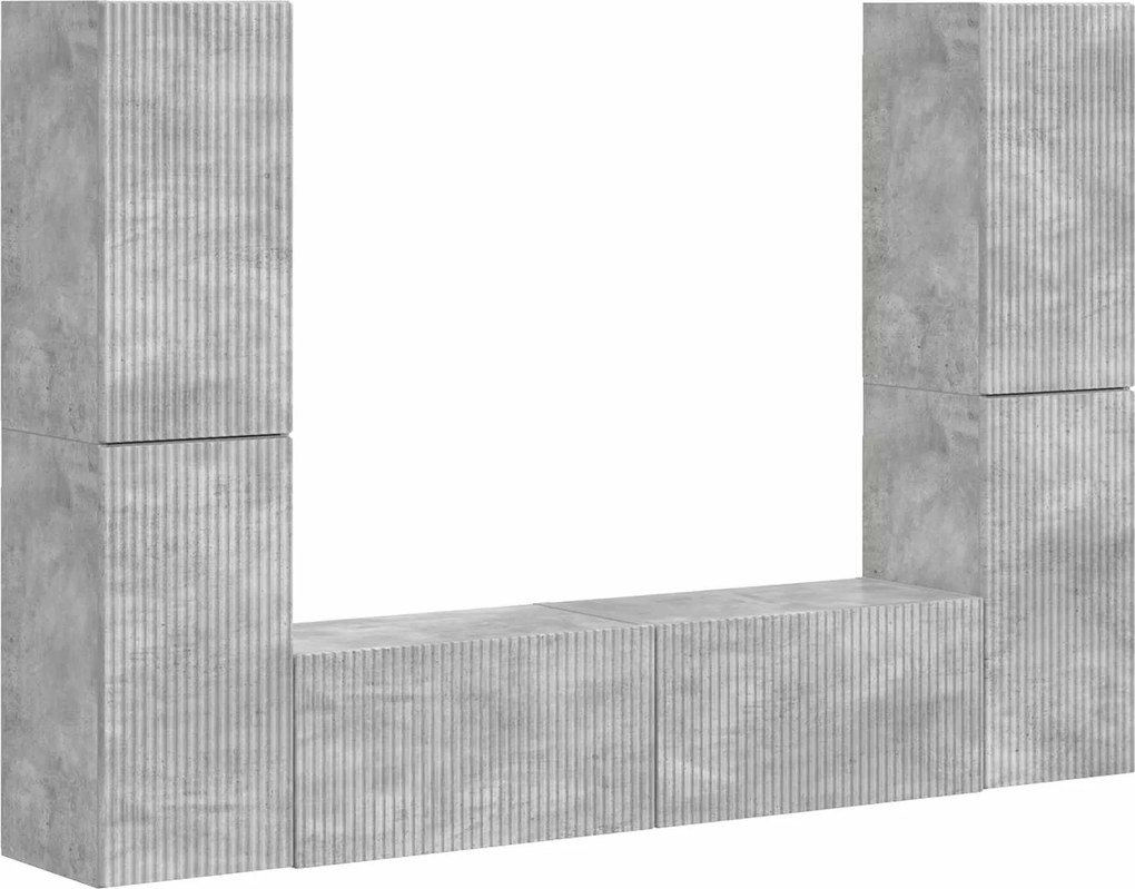 vidaXL TV szekrény garnitúra 6 pcs Beton Szürke Faanyag