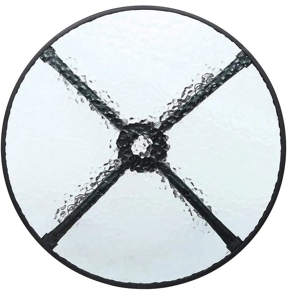 Kerek kerti asztal üveglappal ISLAND 60 cm, fekete