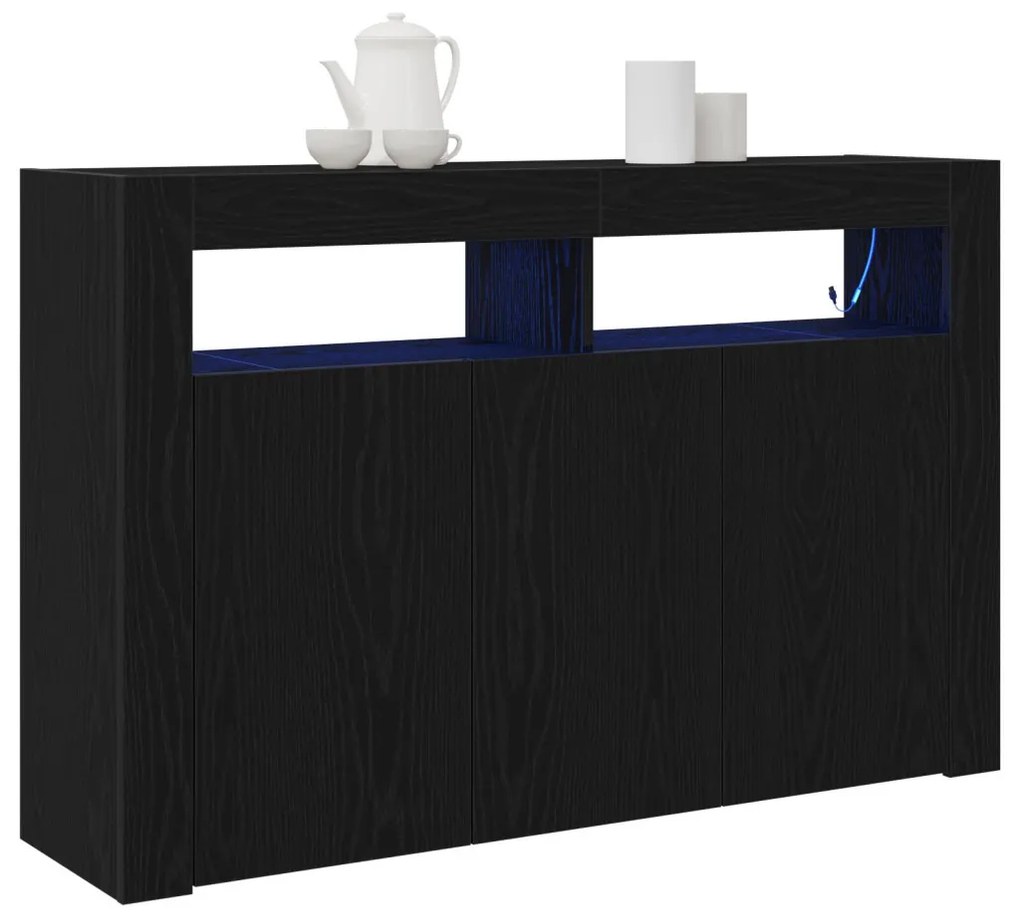 Oldalszekrény Fekete tölgy Rétegelt lemez 116 x 30 x 75 cm