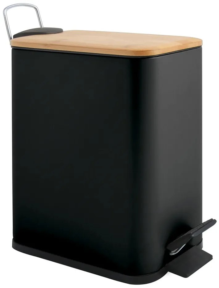 Matt fekete acél pedálos szemetes 5 l Erik – Spirella