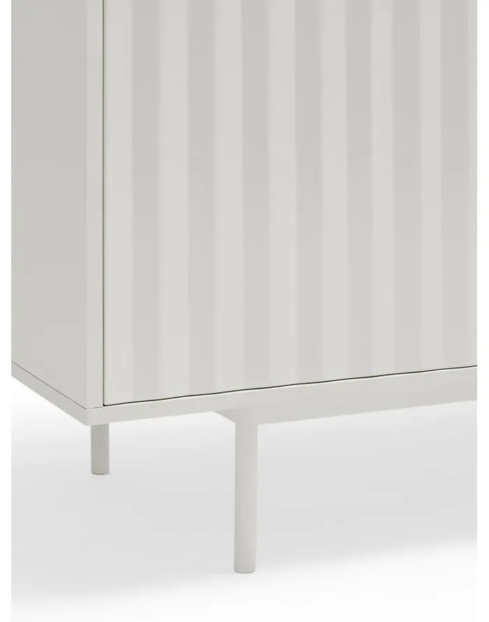 Fehér-natúr színű alacsony komód tölgyfa dekorral 159x80 cm Sierra – Teulat