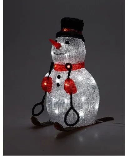 Hóember síléceken karácsonyi LED dekoráció 30 LED, piros, 31 cm