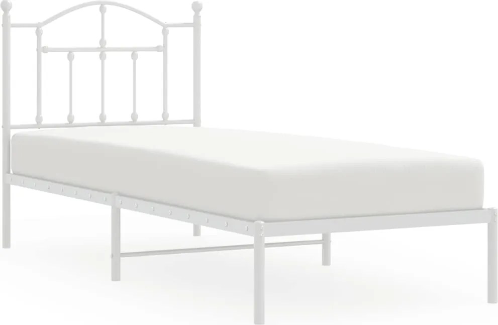 vidaXL fehér fém ágykeret fejtámlával 90x190 cm