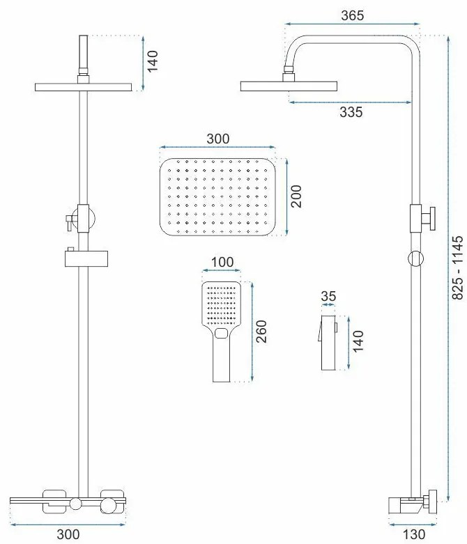 Rea Helix, falra szerelhető zuhanygarnitúra termosztatikus csapteleppel és bidézuhannyal, króm, REA-P6620