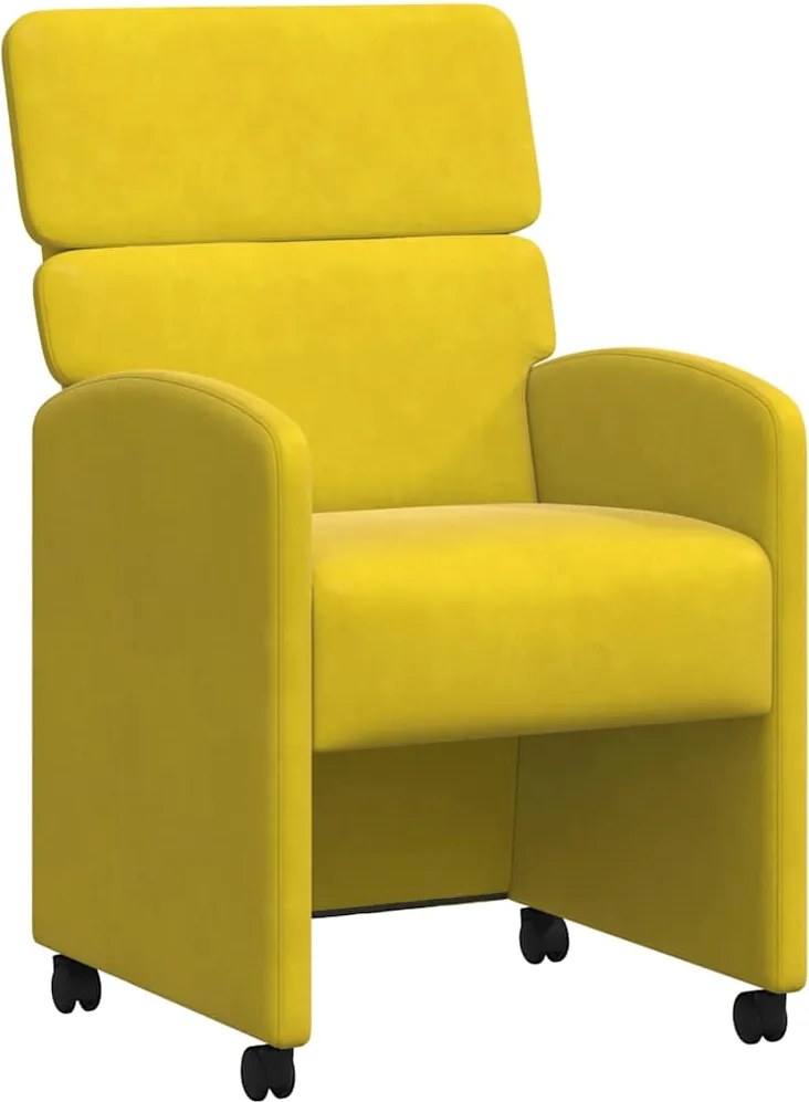 vidaXL Kerekes Étkező Székek 2 pcs Sárga 58 x 65 x 98 cm Bársony